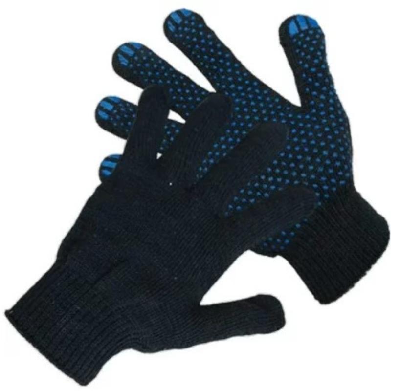 Перчатки х/б черные Р с ПВХ Профи "Квадрат"