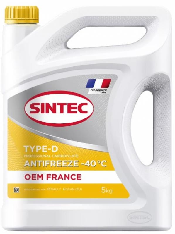 Sintec Antifreeze OEM France Type-D yellow -40 5л.